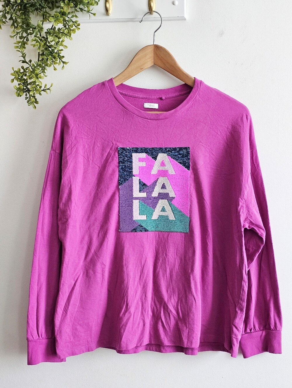 Next Girls Pink Reversible Sequin FALA Long Sleeve Tee Size 16 Years Cotton